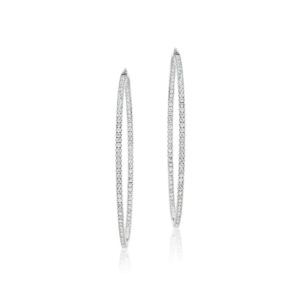 In and Out 3.16 Carat Diamond Hoop Earrings in 14K White Gold