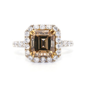 GIA Certified 3.83 Carat Natural Fancy Color Emerald Cut Diamond Engagement Ring