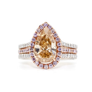 GIA Certified 2.06 Carat Natural Fancy Color Pear Shape Diamond Engagement Ring